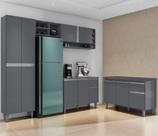 Armário De Cozinha Vanessa Com Balcão 120mt Tatiane Com Tampo Mdp Cinza AJL Armário De Cozinha Vanessa Com Balcão 120mt Tatiane Com Tampo Mdp Cinza AJL