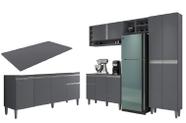 Armário de Cozinha Vanessa com Balcão Tati 150m com Tampo MDP Cinza - AJL Armário de Cozinha Vanessa com Balcão Tati 150m com Tampo MDP Cinza - AJL