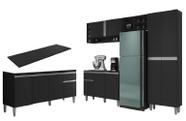 Armário de Cozinha Vanessa com Balcão Tati 150m com Tampo MDP Preto - AJL Armário de Cozinha Vanessa com Balcão Tati 150m com Tampo MDP Preto - AJL