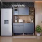 Armário De Cozinha Verona 120cm Com Balcão Nichos E Gavetas MDF MDP Moderno Compacto Para Cozinha Apartamento Organizador Funcional Resistente Com Pés