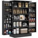 Armário de despensa de cozinha HOMCOM 104 cm preto de 5 camadas e 12 prateleiras