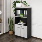 Armário De Escritório 80cm 2 Portas Com Chave Multimóveis Cr25298 Cinza Preto