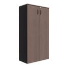 Armário de Escritório Alto com 2 Portas Chave de Fechadura e 3 Prateleiras Multiuso Studio Metalwood Preto/Nogueira
