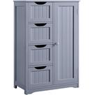 Armário de piso Yaheetech Bathroom Storage com 4 gavetas cinza