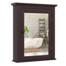 Armário de Remédios COSTWAY de Parede com Espelho e Prateleira - Marrom
