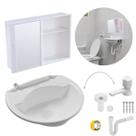 Armário Espelheira + Pia Lavatório 4L + Torneira Reforçada + Sifão Sanfonado + Engate Flexível + Veda Rosca Armário Espelheira + Pia Lavatório 4L + Torneira Reforçada + Sifão Sanfonado + Engate Flexível + Veda Rosca