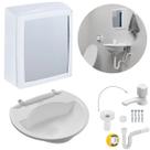 Armário Espelheira + Pia Lavatório 4L + Torneira Reforçada + Sifão Sanfonado + Engate Flexível + Veda Rosca Armário Espelheira + Pia Lavatório 4L + Torneira Reforçada + Sifão Sanfonado + Engate Flexível + Veda Rosca