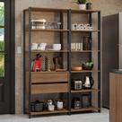 Armário Estante Multiuso Organizador 2 Gavetas 9 Prateleiras 129cm Rustic/Preto Madesa Armário Estante Multiuso Organizador 2 Gavetas 9 Prateleiras 129cm Rustic/Preto Madesa
