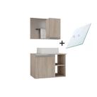 Armario gabinete banheiro virtus 60cm tampo de vidro