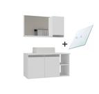 Armario gabinete banheiro virtus 80cm tampo de vidro