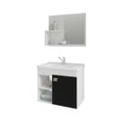 Armário Gabinete C/ Espelheira Lótus 55cm Branco E Preto
