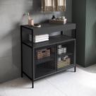 Armário Gabinete de Banheiro 80cm Estilo Industrial com 2 Portas P1038 sem Cuba