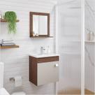Armário Gabinete e Espelheira P/ Banheiro 1Pt Iris 44cm Amêndoa Off White MGM Móveis