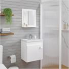Armário Gabinete e Espelheira P/ Banheiro 1Pt Iris 44cm Branco MGM Móveis