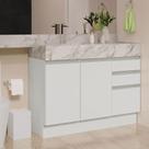 Armário Gabinete para Banheiro 120cm 2 Portas 3 Gavetas Branco Madesa