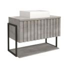 Armário Gabinete Toucador P/ Banheiro Cimento Frisê 60cm