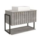 Armário Gabinete Toucador P/ Banheiro Cimento Frisê 80cm