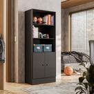 Armário Gamer Preto Com 2 Portas e 5 Prateleiras 4095 - Belliv Decor
