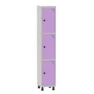 Armário Guarda Volume Locker Roupeiro 1 Vão 3 Portas Aço GRP501/3 Cinza e Lilás - Pandin