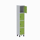 Armário Guarda Volume Locker Roupeiro 1 Vão 4 Portas GR301/4 Light Cinza e Verde - Pandin