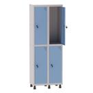 Armário Guarda Volume Locker Roupeiro 2 Vãos 4 Portas Aço GRF502/4 Cinza e Azul Dali - Pandin