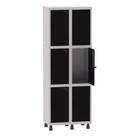 Armário Guarda Volume Locker Roupeiro 2 Vãos 6 Portas Aço GRP502/6 Cinza e Preto - Pandin