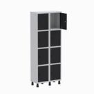 Armário Guarda Volume Locker Roupeiro 2 Vãos 8 Portas GR302/8 Light Cinza e Preto - Pandin