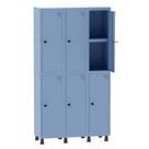 Armário Guarda Volume Locker Roupeiro 3 Vãos 06 Portas Com Prateleira GRP503PRI/6 Azul Dali - Pandin