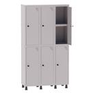 Armário Guarda Volume Locker Roupeiro 3 Vãos 06 Portas Com Prateleira GRP503PRI/6 Cinza - Pandin