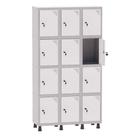 Armário Guarda Volume Locker Roupeiro 3 Vãos 12 Portas Aço GRF503/12 Cinza e Branco - Pandin Armário Guarda Volume Locker Roupeiro 3 Vãos 12 Portas Aço GRF503/12 Cinza e Branco - Pandin