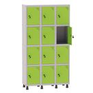 Armário Guarda Volume Locker Roupeiro 3 Vãos 12 Portas Aço GRF503/12 Cinza e Verde Miró - Pandin Armário Guarda Volume Locker Roupeiro 3 Vãos 12 Portas Aço GRF503/12 Cinza e Verde Miró - Pandin