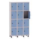 Armário Guarda Volume Locker Roupeiro 3 Vãos 12 Portas Aço GRP503/12 Cinza e Azul Dali - Pandin Armário Guarda Volume Locker Roupeiro 3 Vãos 12 Portas Aço GRP503/12 Cinza e Azul Dali - Pandin