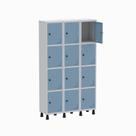 Armário Guarda Volume Locker Roupeiro 3 Vãos 12 Portas GR303/12 Light Cinza e Azul Dali - Pandin Armário Guarda Volume Locker Roupeiro 3 Vãos 12 Portas GR303/12 Light Cinza e Azul Dali - Pandin