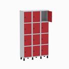 Armário Guarda Volume Locker Roupeiro 3 Vãos 12 Portas GR303/12 Light Cinza e Vermelho - Pandin Armário Guarda Volume Locker Roupeiro 3 Vãos 12 Portas GR303/12 Light Cinza e Vermelho - Pandin