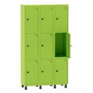 Armário Guarda Volume Locker Roupeiro 3 Vãos 9 Portas Aço GRP503/9 Verde Miró - Pandin