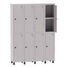 Armário Guarda Volume Locker Roupeiro 4 Vãos 08 Portas Com Prateleira GRP504PRI/8 Cinza - Pandin