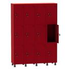 Armário Guarda Volume Locker Roupeiro 4 Vãos 12 Portas Aço GRF504/12 Vermelho - Pandin