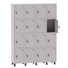 Armário Guarda Volume Locker Roupeiro 4 Vãos 16 Portas Aço GRF504/16 Cinza - Pandin