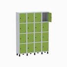 Armário Guarda Volume Locker Roupeiro 4 Vãos 16 Portas GR304/16 Light Cinza e Verde - Pandin