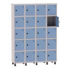 Armário Guarda Volume Locker Roupeiro 4 Vãos 20 Portas Aço GRP504/20 Cinza e Azul Dali - Pandin
