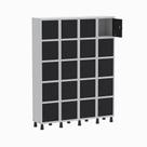 Armário Guarda Volume Locker Roupeiro 4 Vãos 20 Portas GR304/20 Light Cinza e Preto - Pandin