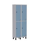 Armário Guarda Volume Locker Roupeiro de Aço 2 Vãos 4 Portas GR302/4 Light Cinza e Azul Dali