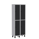 Armário Guarda Volume Locker Roupeiro de Aço 2 Vãos 4 Portas GR302/4 Light Cinza e Preto Armário Guarda Volume Locker Roupeiro de Aço 2 Vãos 4 Portas GR302/4 Light Cinza e Preto