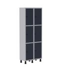 Armário Guarda Volume Locker Roupeiro de Aço 2 Vãos 6 Portas GR302/6 Light Cinza e Azul Del Rey Armário Guarda Volume Locker Roupeiro de Aço 2 Vãos 6 Portas GR302/6 Light Cinza e Azul Del Rey