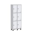 Armário Guarda Volume Locker Roupeiro de Aço 2 Vãos 6 Portas GR302/6 Light Cinza e Branco