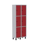 Armário Guarda Volume Locker Roupeiro de Aço 2 Vãos 6 Portas GR302/6 Light Cinza e Vermelho Armário Guarda Volume Locker Roupeiro de Aço 2 Vãos 6 Portas GR302/6 Light Cinza e Vermelho