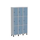 Armário Guarda Volume Locker Roupeiro de Aço 3 Vãos 9 Portas GR303/9 Light Cinza e Azul Dali Armário Guarda Volume Locker Roupeiro de Aço 3 Vãos 9 Portas GR303/9 Light Cinza e Azul Dali