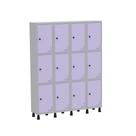 Armário Guarda Volume Locker Roupeiro de Aço 4 Vãos 12 Portas GR304/12 Light Cinza e Lilás