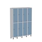 Armário Guarda Volume Locker Roupeiro de Aço 4 Vãos 8 Portas GR304/8 Light Cinza e Azul Dali Armário Guarda Volume Locker Roupeiro de Aço 4 Vãos 8 Portas GR304/8 Light Cinza e Azul Dali