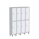 Armário Guarda Volume Locker Roupeiro de Aço 4 Vãos 8 Portas GR304/8 Light Cinza e Branco Armário Guarda Volume Locker Roupeiro de Aço 4 Vãos 8 Portas GR304/8 Light Cinza e Branco